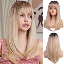 Xiaoyu Perücke Mit Schrägem Pony – Wellenförmig, Blond, 70 Cm Für Party & Cosplay