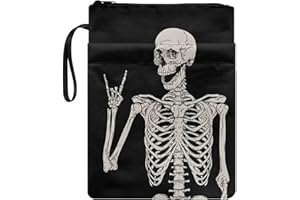 NETILGEN Funny Skeleton Book Sleeve for Book Lovers Book Covers for Soft Cover Books Textbooks Protector Paperback Cover Purse Book Sox