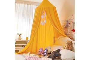 Dix-Rainbow Large Yellow Children Bed Canopy Round Dome Girls Mosquito Net Kids Princess Play Tents Nursery Room Decoration for Baby…