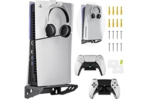 Aceshop Soporte de Pared para PlayStation 5/PS5 Slim (Disco y Edición Digital) con Soporte para Controlador - Acero