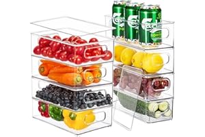 winbest Organizer Frigorifero Trasparenti,Set di 8 Plastica Contenitori Frigo,Organizer Cucina Dispensa con Coperchio,per Frigorifero, Mobile da Cucina, Cosmetici,Utensili (4 grandi/4 piccoli)