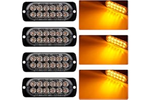 KAIDENGZHE 4 x 12 LED Emergency Warning Lights Amber Hazard Flashing Strobe Light Recovery Breakdown Beacon Light Bar Universal for 12-24V Car Truck Trailer Caravan …