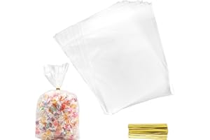 LDYLLICSTYLE Sacchetti Trasparenti Per Confezioni,Sacchetti Trasparenti Per Caramelle,Bustine Trasparenti Per Confetti,Bustine Per Confetti,Bustine Confetti,Buste Plastica,Sacchetti Per Alimenti,20×28cm 50 Pezzi