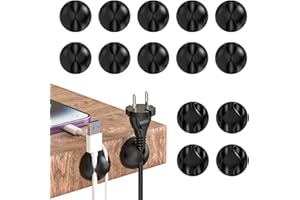 JANREAY Uchwyt na kable z klipsami do kabli, 14 opakowań, uniwersalny zestaw do zarządzania kablami na biurko, kabel audio, kabel sieciowy, kabel USB do ładowania