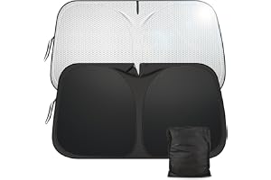 RESCIEN 145×80cm Car Windshield Sunshade, Effective UV Heat Block | Front Window Sun Shade, Foldable Design With Storage Pouch, Universal Automotive Windshield Sun Cover