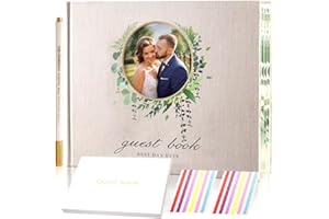 AISBUGUR Wedding Guest Book Polaroid Guest Book Wedding Reception 100 Pages Thick Paper Hardcover 8" x 10" Personalized Guest Book Alternative Baby Shower, Graduation Party with Pen