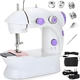 Retoo Mini Portable Sewing Machine 230V 2 Speed Pedal | LED light, double wire, 4 x AA or network, 19 x 10 x 20 cm, ABS and s