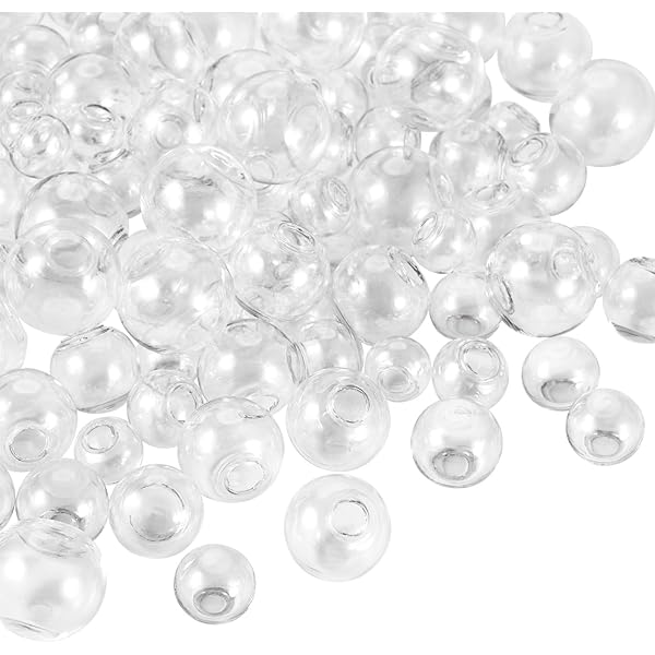 PH PandaHall 180 Mini Globi Di Vetro Per Resina – 6 Dimensioni Da 8 A 18 Mm – Sfere Cave Con Foro Per Gioielli Fai Da Te