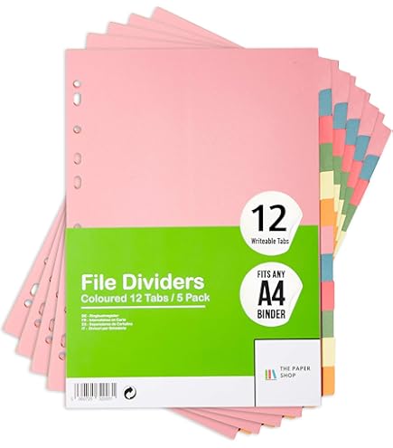 Intercalaires Pour Classeur A4 Westcott - Lot De 10 Onglets Colorés, 160 G/m², Perforation EU
