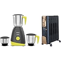 Havells OFR - 11Fin 2900-Watt PTC Fan Heater (Black) & Havells Capture 500 Watt Mixer Grinder with 3 Stainless Steel Jar…