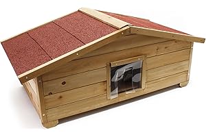Wiltec Niche de Chat Taille L – 990 x 520 x 420 mm – avec Porte, Toit bitumé, Isolation 3 Couches – Maison pour Chats Chatons Outdoor Maisonnette extérieure