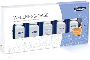 ‎FLORAGE Florage 5x 100ml Saunaaufguss Saunaduft Konzentrat Duftöl Geschenkset - Eukalyptus, Minze, Latschenkiefer, Citrone/Orange, Sauna Gold - auch für Kräuterbäder, Aromaschalen und Thermarien