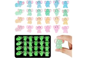 NQEUEPN 24pcs Figurine Éléphant Lumineux, Éléphant Miniature Lumineux Petit Éléphant Déco Animaux Accessoires de Jardin Micro Paysage pour Décoration de Maison Patio en Mousse (6 Styles)