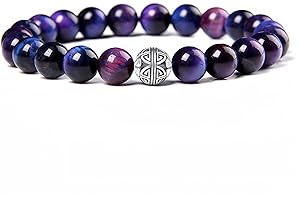 MetJakt Naturelles 8mm Pierres Bracelet précieuses de avec Cristal Bangle en perles avec pendentif en Argent Sterling 925 Pendentif Double Bonheur