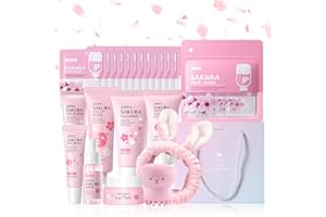 LAIKOU Sakura - Juego completo de cuidado de la piel para adolescentes, kit completo de cuidado facial de 34 piezas, juego de regalo de Navidad para mujeres y adolescentes, hidratante y nutritivo