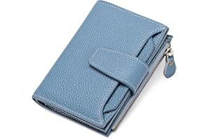 SENDEFN Cartera Mujer pequeña, Cartera Monedero Mujer Piel auténtica con 14 Ranuras para Tarjetas Bloqueo RFID Billetera Cuero auténtico Muy Suave Billetera Corta de Las Señoras Titular