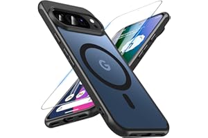 OWKEY Funda Magnética para Google Pixel 10 / Google Pixel 10 Pro, Compatible con MagSafe y Cristal Templado, [Protección Militar] Carcasa Fondo Mate Translúcido,Negro