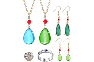 YouU 25 Stück Howl's Moving Castle Halskette Ohrringe Ring Set Wassertropfen Form Ohrhaken Anime Aufkleber