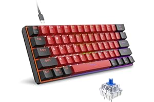 Snpurdiri 60% tastiera meccanica da gioco, 61 tasti anti-ghosting, retroilluminazione RGB, due supporti ultra compatti (interruttore blu/nero rosso)