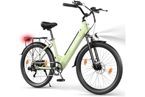 ‎ESKUTE ESKUTE C100 Plus E-Bike, 26 Zoll Elektrofahrrad, E-Cityrad 250W HeckMotor, 36V 13Ah Wechselakku, bis zu 100km, LCD-Display, Tiefeinsteiger E-CityBike Für Damen und Herren Erwachsene