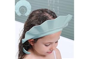 EMTSEB Baby Shower Cap Bath Visor Protection Silicone Adjustable Safe Shower Bathing Cap for Infants Toddler Baby Kids Children (6 Months-12 Years old/36-58cm, Haze Blue)