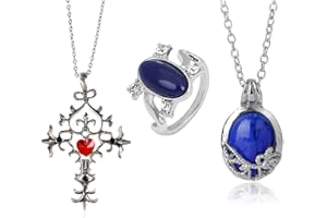 PPX 3 Packungen Unisex Vampire Elena Saphirglas Daylight Ring und Katherine Saphirglas Anhänger Daywalking Halskette für Fans