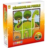 K&Uuml;PSS Dinozorlar 3D K&uuml;p Puzzle, Seri 2, 9 K&uuml;p 6 Dinazor Yapboz