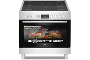Beko 90X60cm Freestanding Ceramic Electric Cooker with 5 Zones, 8 Cooking Function Oven,108 liters oven capacity, A+ Energy Rating, LED Touch Display,Steamshine cleaning, Stainless Steel, BGM30203EX