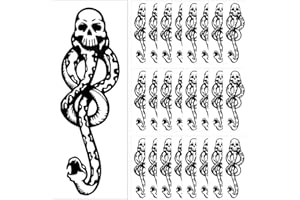 BLUELVES 30 Fogli Mangiamorte Tatuaggi, Simbolo e Marchio Nero Temporanei, Mangiatore Oscuro e Serpente