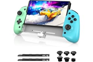 NexiGo Gripcon, Controller OLED Switch/Switch Migliorato per la modalità palmare, Ergonomic Design with 6-Axis Gyro, Back Button Mapping, Vibration (Verde e Blu)