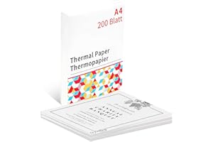 Omezizy Lot de 200 feuilles de papier thermique A4 compatible avec les imprimantes portables Phomemo M832/M834/M08F/M833/P831 et autres imprimantes thermiques au format A4