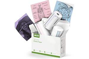 Nelko Genuine Self-Adhesive Thermal Printer Stickers, Compatible with PM230 Mini Sticker Printer, Black on White, 54mmx3.5m Mini Sticker Printer Paper for Journal, Photos, 3 Rolls, Blue Pink Purple