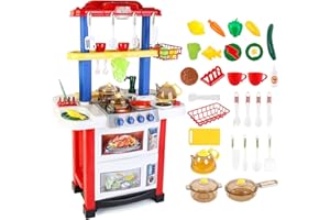 deAO Happy Little Chef Cuisine PlaySet Avec Lumière, Sons et Caractéristiques d’eau - Comprend 33 Accessoires