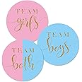 MAGJUCHE Gold Glitter Twin Gender Reveal Stickers, 60 pcs (2inch) Paper, Matte Finish, Easy to Use, for Baby Shower Party Decorations