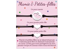 TEMULNEE Mamie Petite-Fille Bracelet Cadeau Grand Mere et 2 3 4 Petite Filles Bracelets Assortis Pour 2 3 4 5 Pièce Noel Cadeau Fetes Des Grand Mere Anniversaire Femme Ado Fille Original Idee Coeur Bijoux