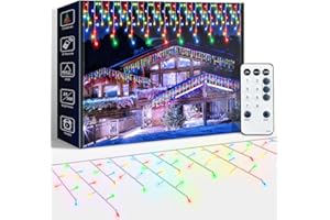 ARKOCHIC 10M Guirlande Lumineuse Rideau Noël Extérieur, LED Intérieur Guirlande Lumineuse Fenetre 8 Modes Étanche Décoration Noel pour Maison Mariage Balcon Chambre Jardin Patio Fête, Multicolore