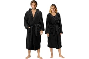 HOMELEVEL Bademantel Morgenmantel Unisex - kuschelweicher Reisebademantel Saunamantel - Mikrofaser Mantel mit Kapuze für Männer und Frauen - verschiedene Größen