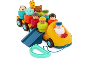 Battat - Bus qui tourne - Bus et personnages jouets - Jouet de développement pour tout-petits et enfants - Tirer pour faire tourner - 18 mois et +