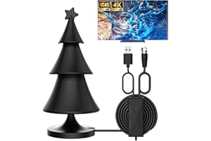 THECOOPIDEA Antenne TV IntéRieur Puissante, 2025 Nouveau Antenne TNT IntéRieur Puissante,CâBle Coaxial De 5m, Réception Longue Portée 420km à 360° ，Compatible 4K 1080P HDTV & VHF UHF