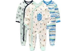 Kiddiezoom Baby-Jungen Mädchen Schlafstrampler, 3er Pack