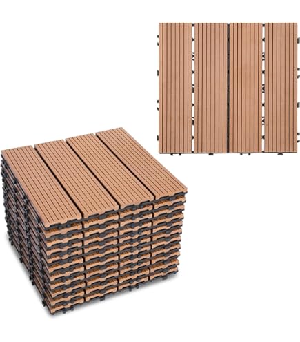 EVERFLOOR WPC(Bambusholz/Kunststoff) Terrassenfliesen Bodenfliese 10er-Set  (ca. 0,9 m2), 30 x 30 cm, Anthrazit, leicht verlegbar, wetterfest :  Amazon.de: Baumarkt