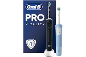 ‎ORAL-B Oral-B Vitality Pro Electric Toothbrush, Electric Toothbrush, Double Pack with 2 Replacement Brushes, 3 Cleaning Modes for Dental Care, Designed by Braun, Blue, Black