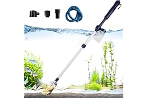 Hoquare Electric Aquarium Gravel Cleaner, 4-in-1 Battery Fish Tank Vacuum Cleaner, Electric Sucker Siphon Fish Tank Filter, Wash Sand Cleaner with Filter Bags Washer Siphon(Battery Include) (Style 2)