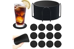 LOVICVKEM 12 Pezzi Sottobicchieri in Silicone senza BPA Antiscivolo,Nero Rotondi Antiscivolo Sottobicchiere in Silicone,bar, tazze, sotto bicchieri, decorazione da tavola, sottobicchieri, vaso Ø 10 cm