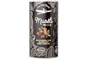 Muesli OneDayMore (Muesli PremiumChoco 500g) Muesli riche en protéines& fibres Idéal pour bien démarrer votre journée!Rainforest Alliance Certifié TM cacao