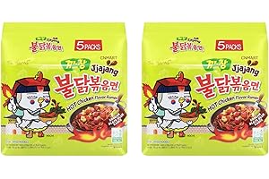 Samyang Hot Chicken Flavor Ramen - Jjajang Halal Instant Fideos (salsa coreana de frijoles negros) - [Paquete de 10], por CNMART