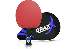 DRAXX Sports Raquette de Ping Pong 7 Étoiles | Raquette Carbone Pro, Ultra-Légère, Éponge 2mm, Housse Offerte | Idéale Débutant à Pro | Entraînement Compétition Club