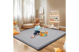 SUNYRISY Baby Play Mat for Floor 3.5cm Thick, 150 x 150 cm Foam Floor Padded Playmats for Babies, Soft Foldable Baby Rug Kids Playpen Mat for Crawling & Playing, Non-Slip Bottom