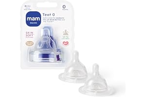 MAM Teats Size 0 | 2 Pack | Extra-Slow Flow | Fits All MAM Bottles | Made from SkinSoft Silicone | Baby Accessories for Newborn
