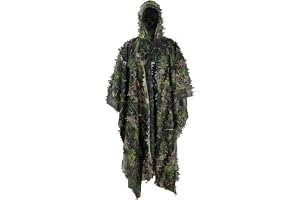 PELLOR 3D-blad ghillie suit kamouflage ghillie cape snabbtorkande, kamouflagekläder för jakt camping utomhus militär jakt dol